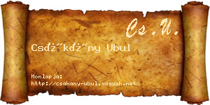 Csákány Ubul névjegykártya